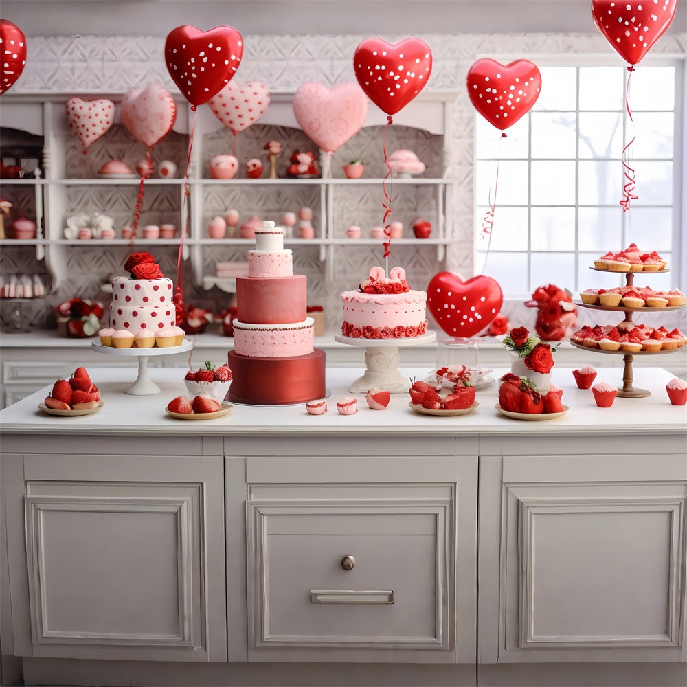 Valentine Backdrop Ideas Romantic Cake Balloons Display Backdrop UK BRP11-278