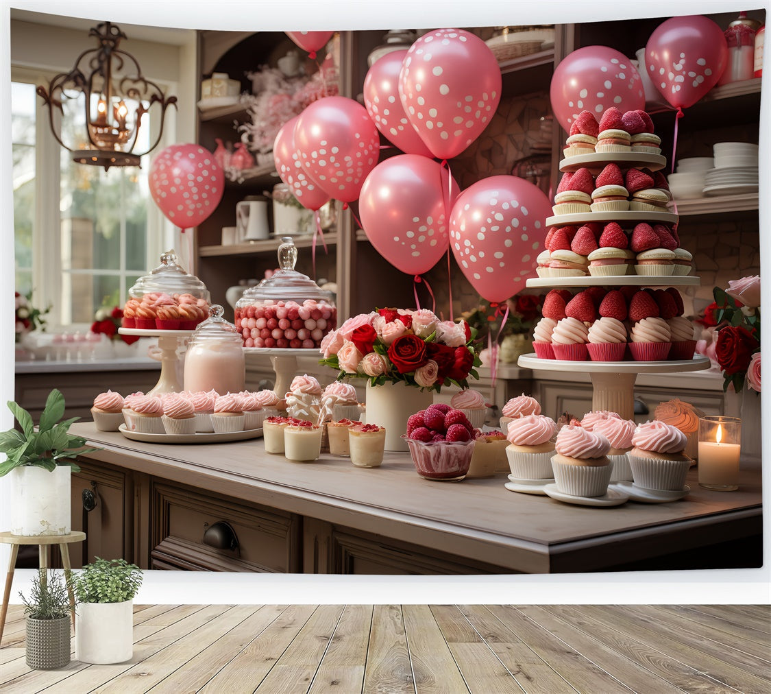 Valentine's Day Backdrop Ideas Balloon Celebration Dessert Backdrop UK BRP11-282