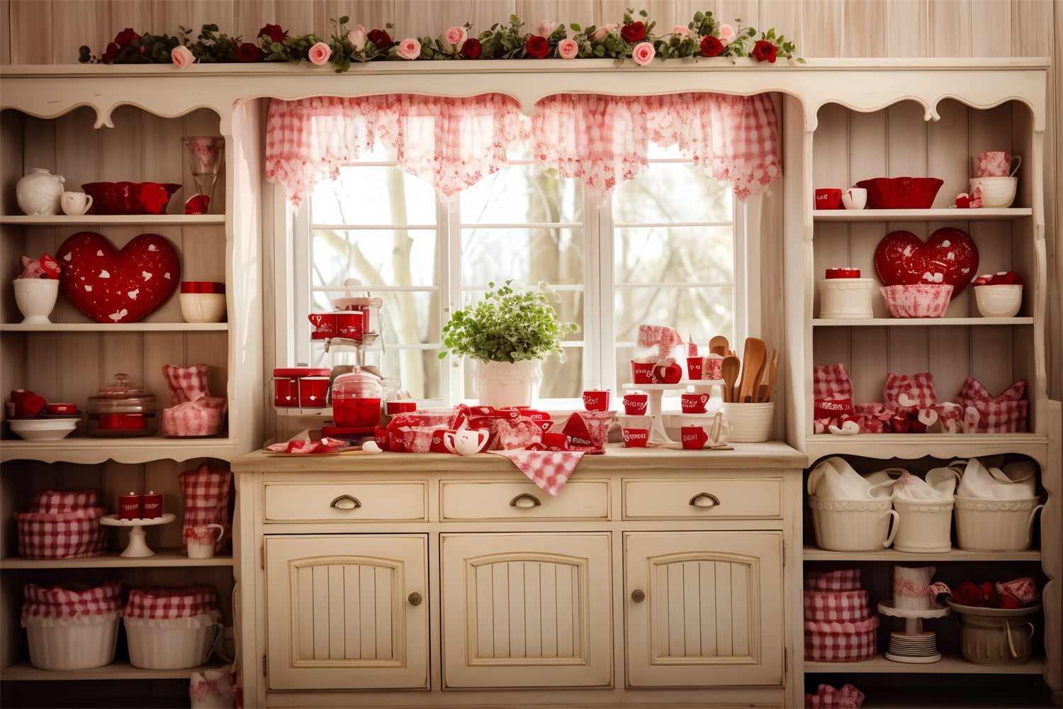 Valentine's Photo Backdrop Romantic Roses Kitchen Backdrop UK BRP11-284