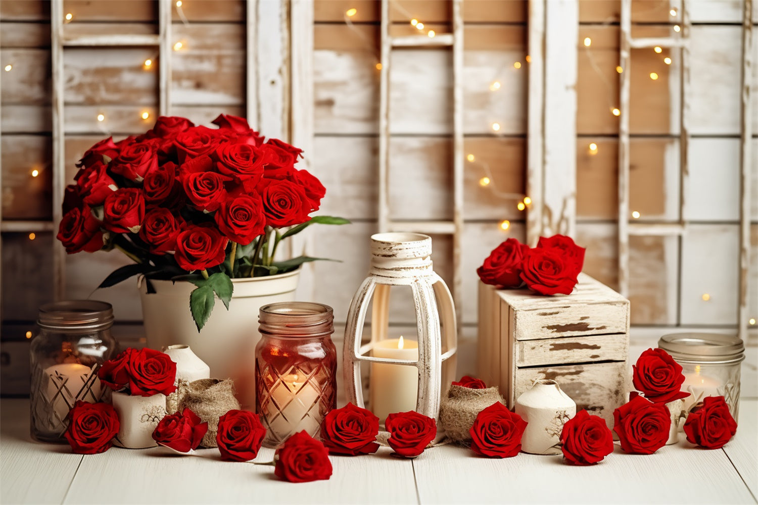 Photography Backdrops Valentine Glow Candlelit Roses Backdrop UK BRP11-289