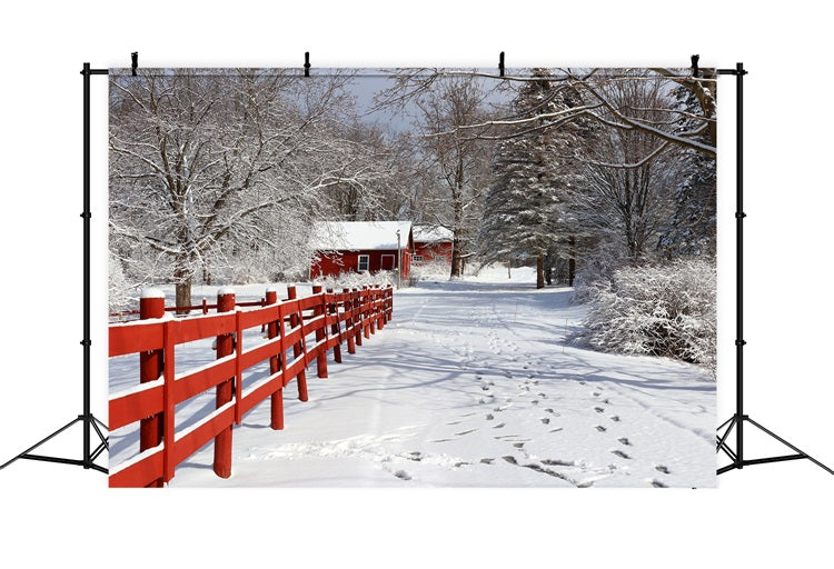 Winter Backdrops Rustic Red Barn Wonderland Backdrop UK BRP11-29