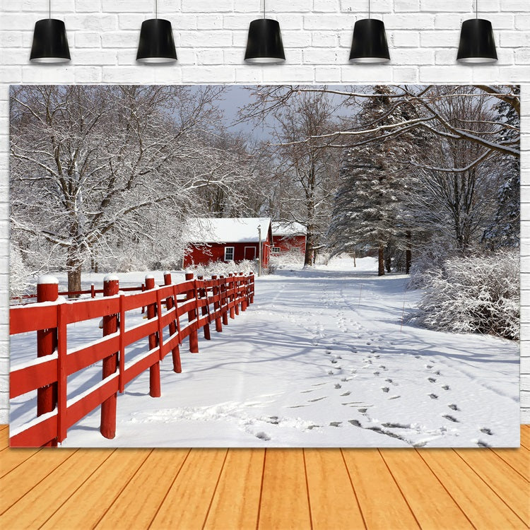 Winter Backdrops Rustic Red Barn Wonderland Backdrop UK BRP11-29