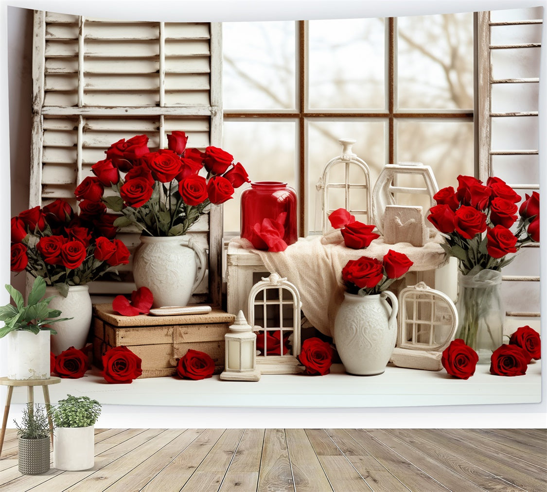 Backdrops For Valentine Pictures Romantic Roses Window Backdrop UK BRP11-290