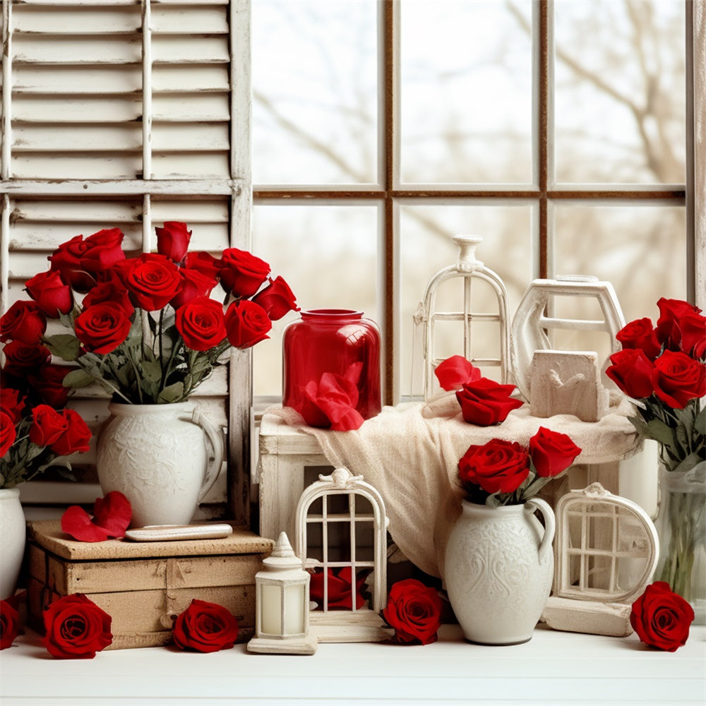 Backdrops For Valentine Pictures Romantic Roses Window Backdrop UK BRP11-290