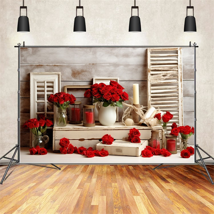 Simple Valentines Backdrop Roses Vintage Frames Backdrop UK BRP11-291