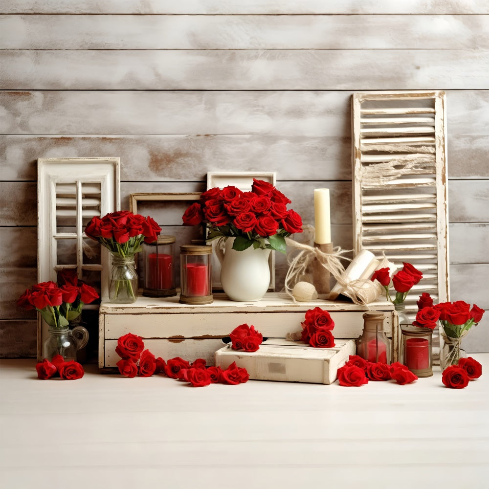 Simple Valentines Backdrop Roses Vintage Frames Backdrop UK BRP11-291