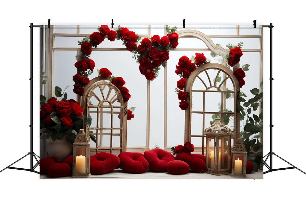 Valentines Backdrop Decor Wooden Frames Red Roses Backdrop UK BRP11-295