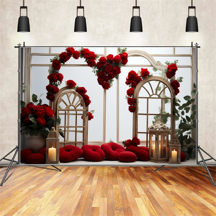 Valentines Backdrop Decor Wooden Frames Red Roses Backdrop UK BRP11-295