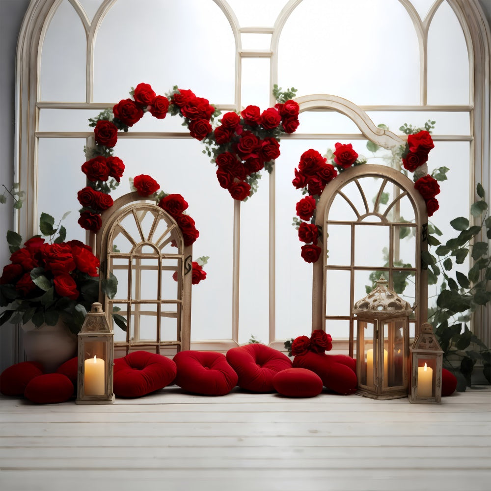 Valentines Backdrop Decor Wooden Frames Red Roses Backdrop UK BRP11-295