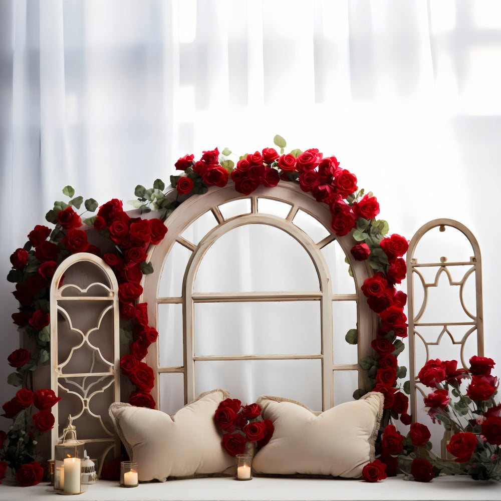 Valentines Day Picture Backdrop Arch Window Roses Backdrop UK BRP11-296