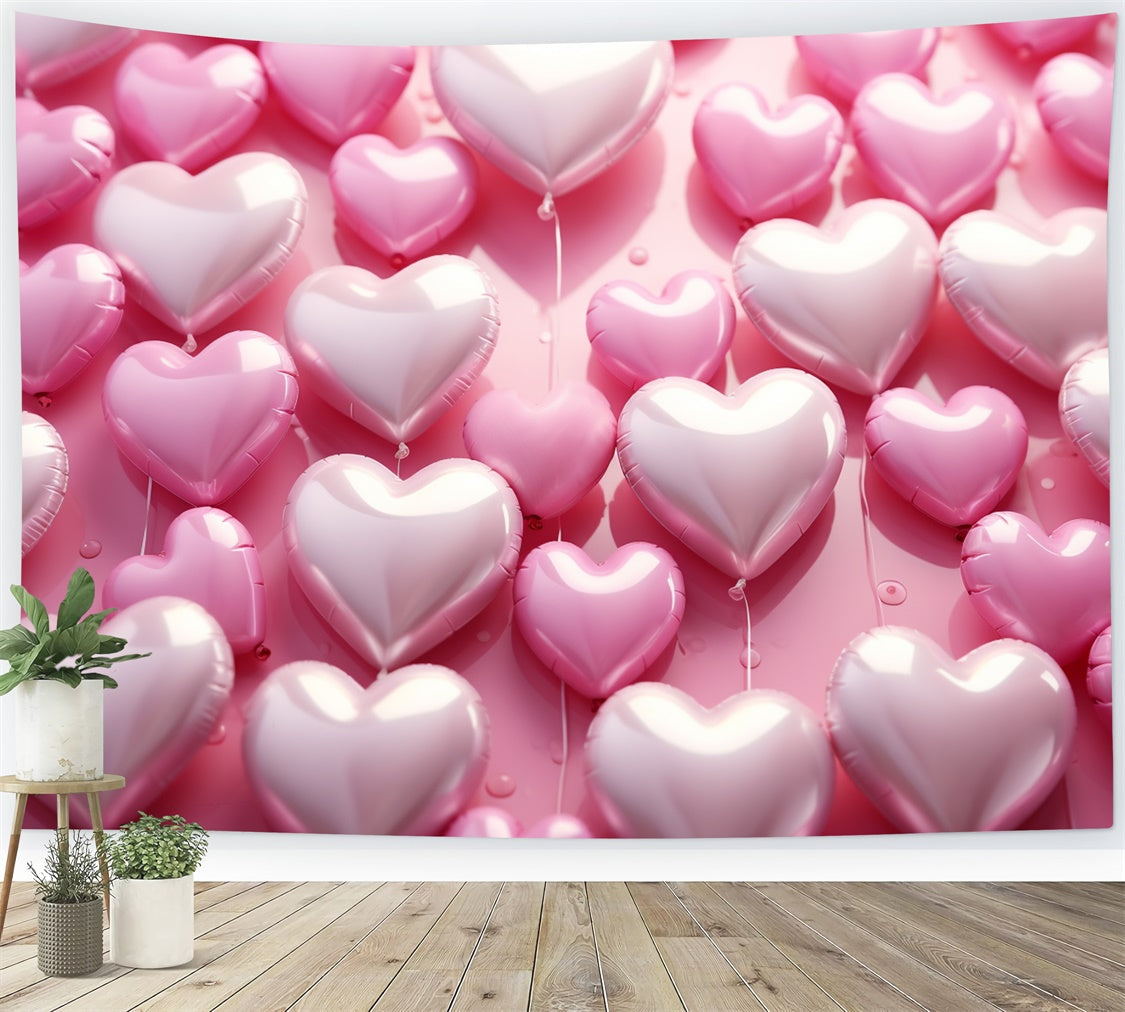 Backdrop Valentine's Day Pink Heart Balloons Backdrop UK BRP11-298