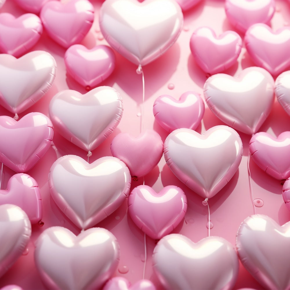 Backdrop Valentine's Day Pink Heart Balloons Backdrop UK BRP11-298