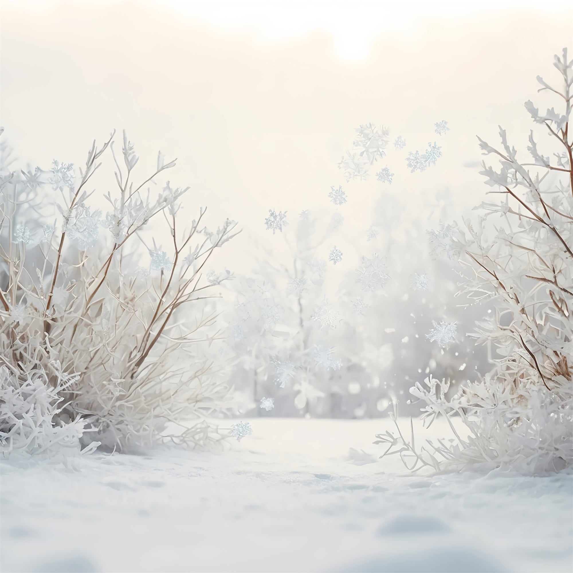 Winter Scene Backdrop Snowy Meadow Branches Backdrop UK BRP11-30