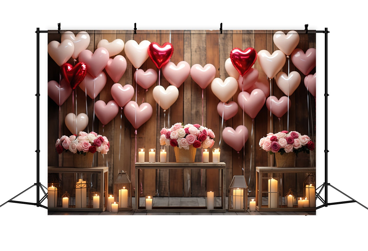 Backdrop Valentines Wooden Wall Roses Candles Backdrop UK BRP11-300