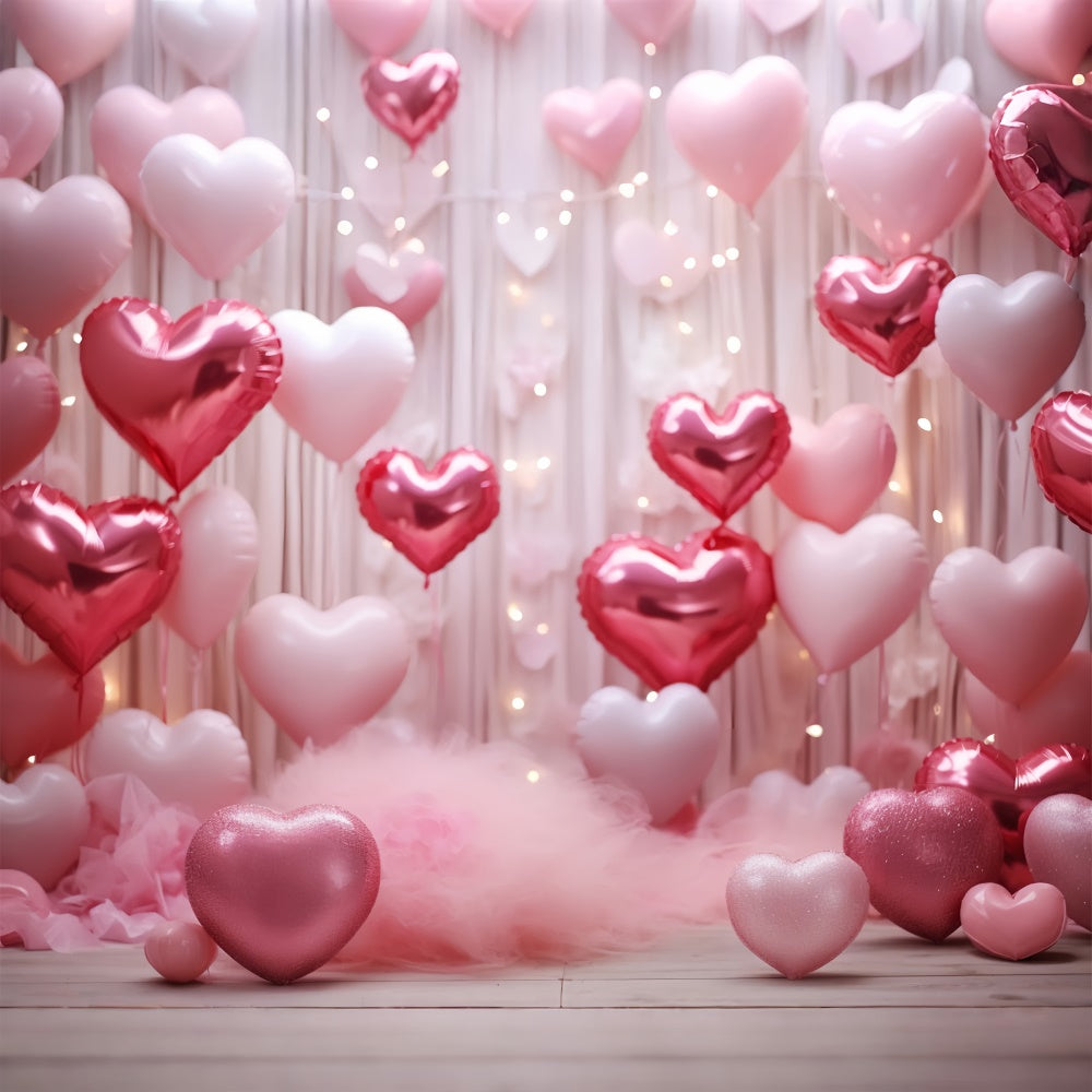 Backdrop For Valentines Glitter Hearts Balloons Backdrop UK BRP11-301