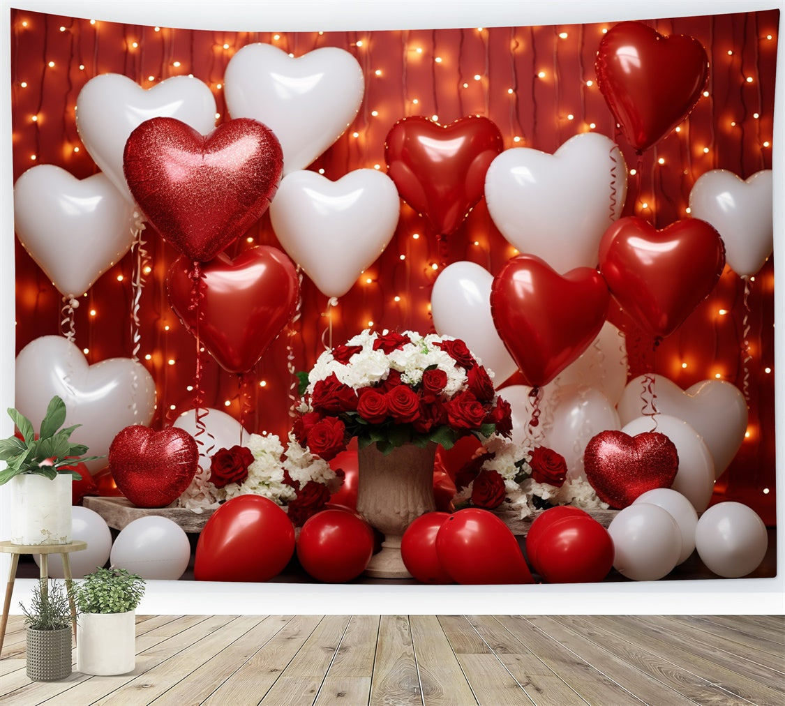 Valentines Day Backdrop Ideas Heart Balloons Rose Backdrop UK BRP11-302