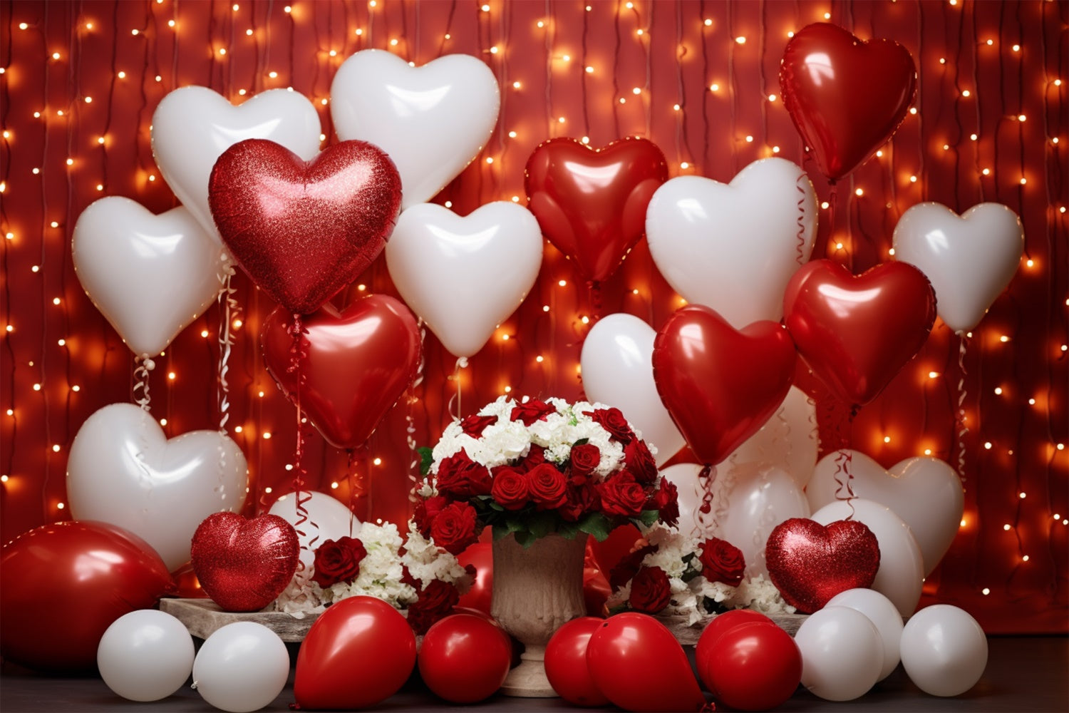 Valentines Day Backdrop Ideas Heart Balloons Rose Backdrop UK BRP11-302