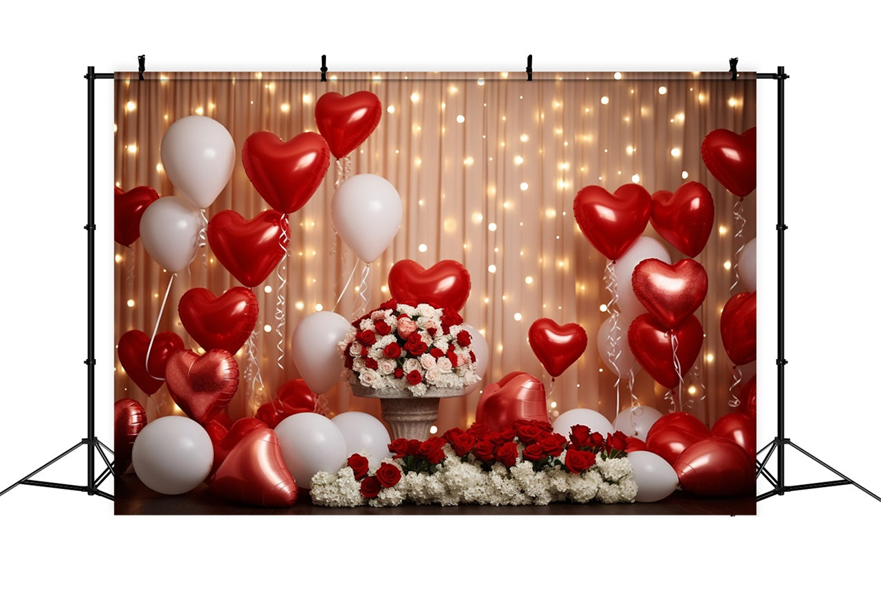 Valentine's Day Photo Backdrop Heart Balloons Floral Backdrop UK BRP11-303