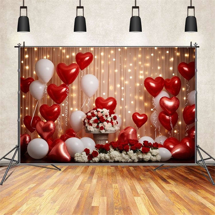 Valentine's Day Photo Backdrop Heart Balloons Floral Backdrop UK BRP11-303