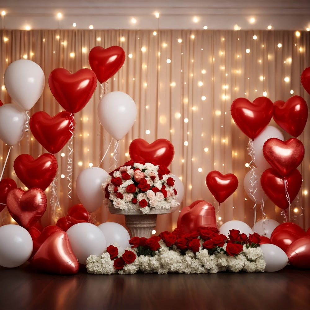 Valentine's Day Photo Backdrop Heart Balloons Floral Backdrop UK BRP11-303