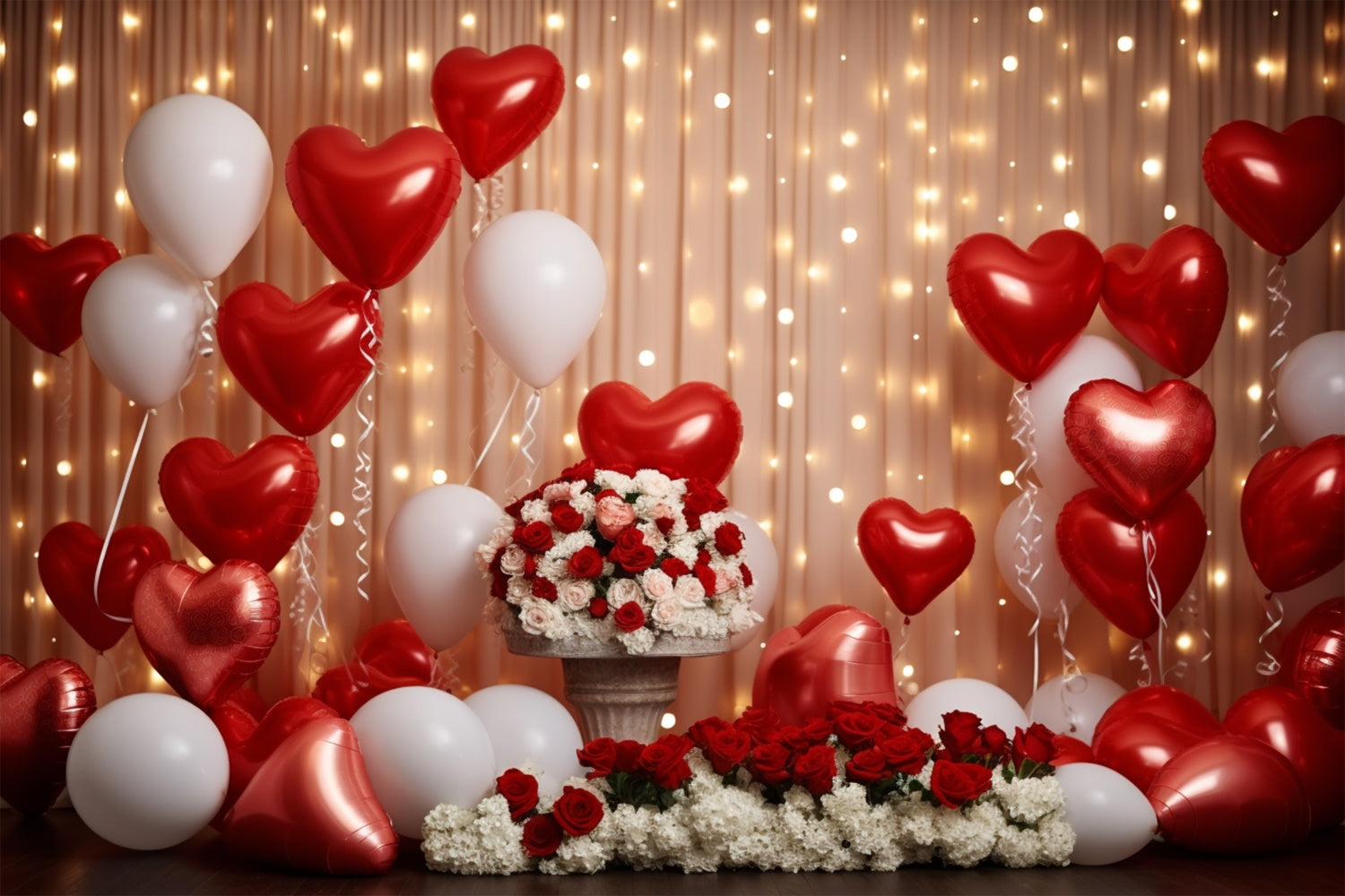 Valentine's Day Photo Backdrop Heart Balloons Floral Backdrop UK BRP11-303