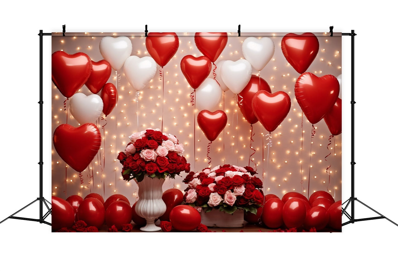 Valentine Day Photo Backdrop Celebration Roses Balloons Backdrop UK BRP11-304