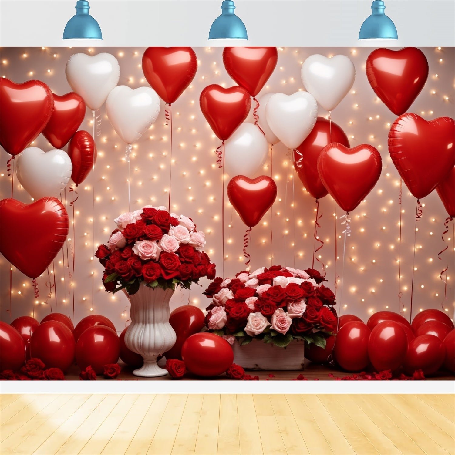 Valentine Day Photo Backdrop Celebration Roses Balloons Backdrop UK BRP11-304