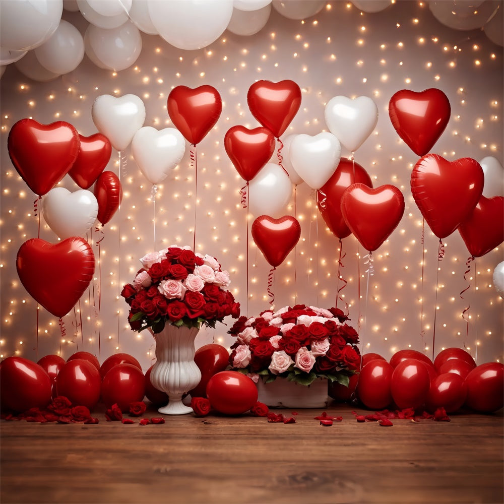 Valentine Day Photo Backdrop Celebration Roses Balloons Backdrop UK BRP11-304