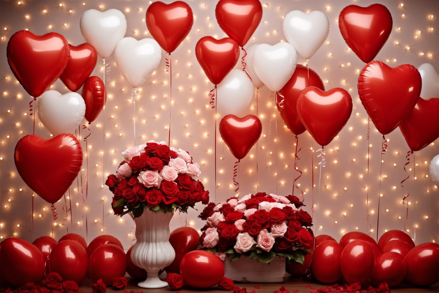 Valentine Day Photo Backdrop Celebration Roses Balloons Backdrop UK BRP11-304