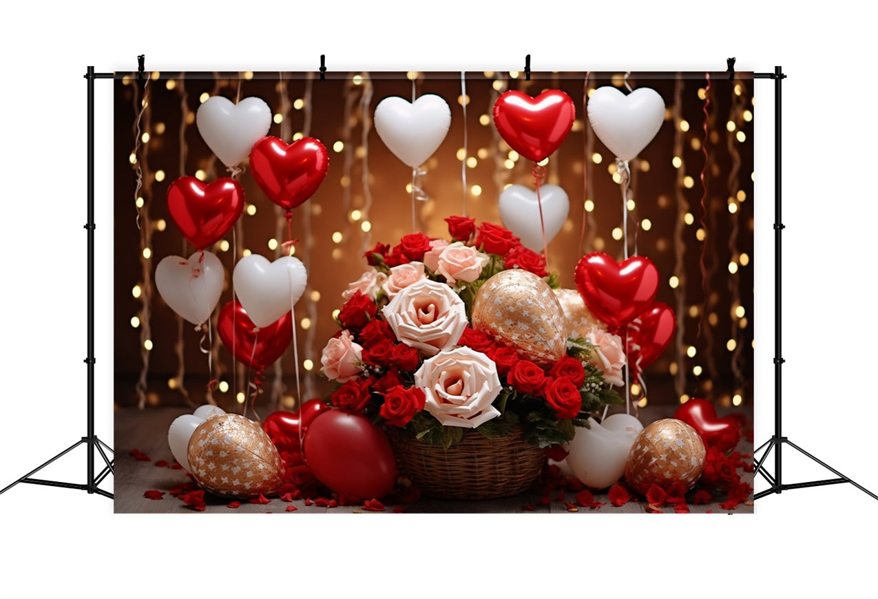 Valentine Backdrops Roses Floating Heart Balloons Backdrop UK BRP11-305