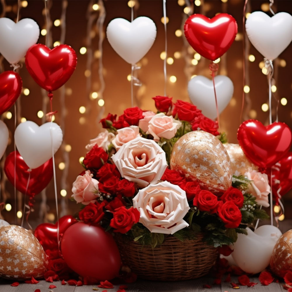 Valentine Backdrops Roses Floating Heart Balloons Backdrop UK BRP11-305