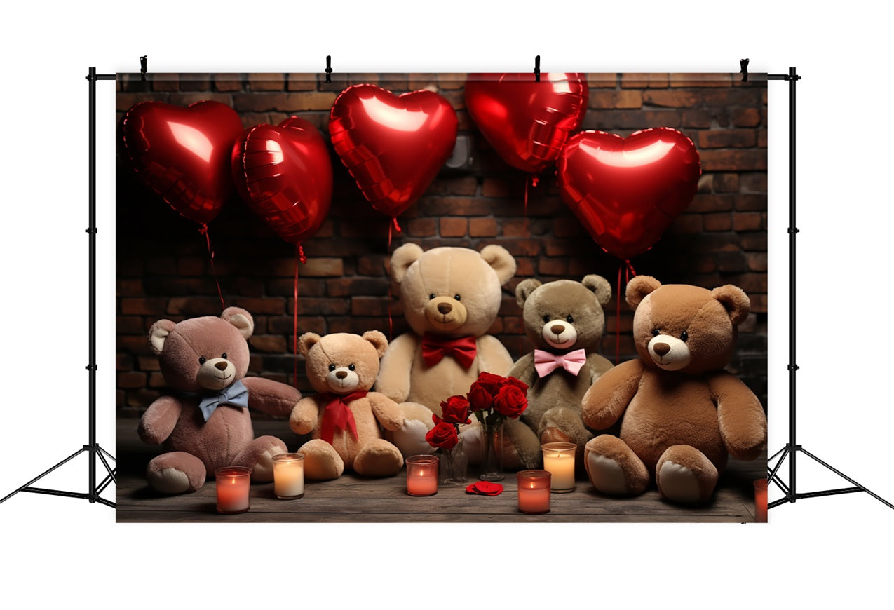 Valentine's Backdrops Balloons Plush Teddy Bears Backdrop UK BRP11-306