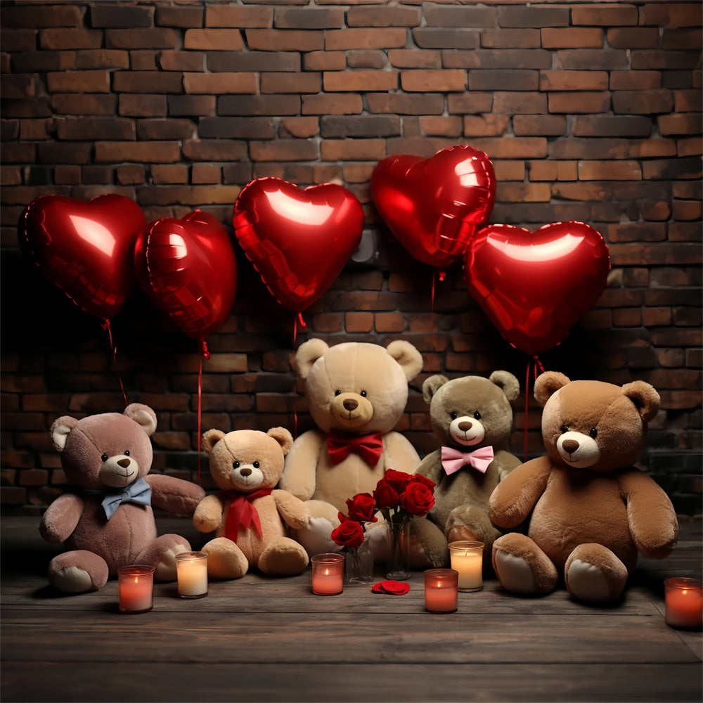 Valentine's Backdrops Balloons Plush Teddy Bears Backdrop UK BRP11-306