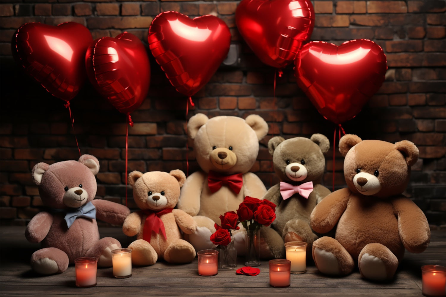 Valentine's Backdrops Balloons Plush Teddy Bears Backdrop UK BRP11-306