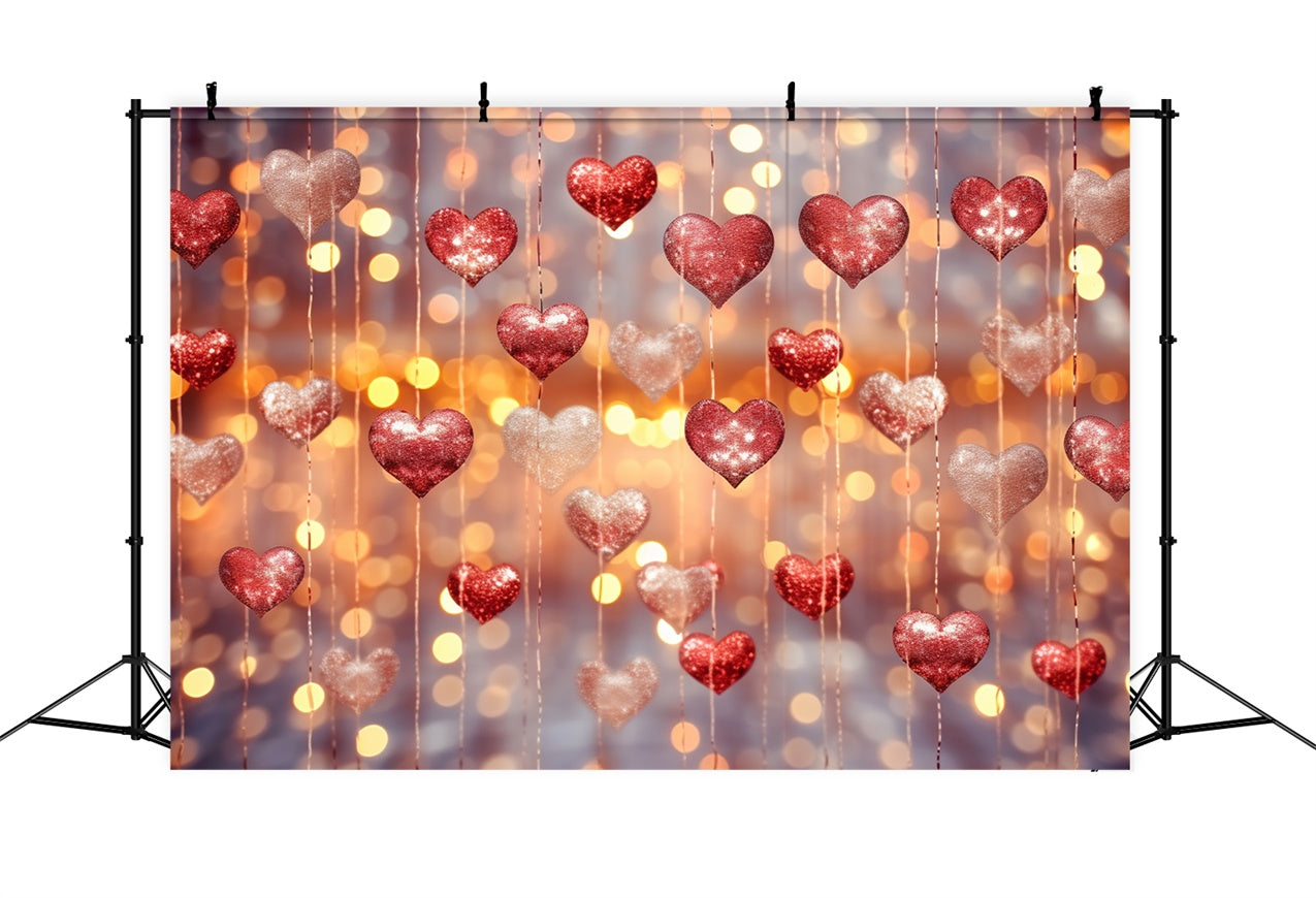 Valentine's Day Backdrops Glittering Red Hearts Backdrop UK BRP11-308