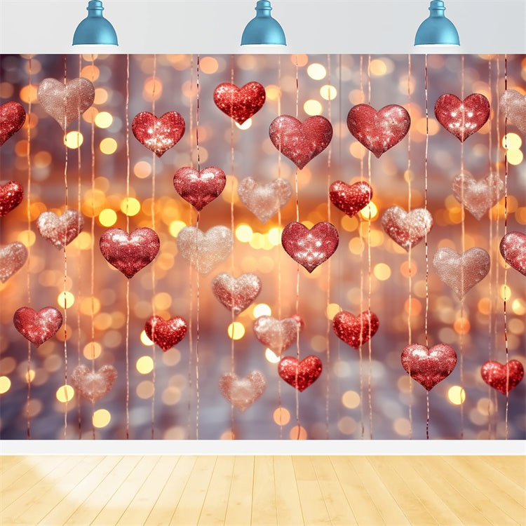 Valentine's Day Backdrops Glittering Red Hearts Backdrop UK BRP11-308