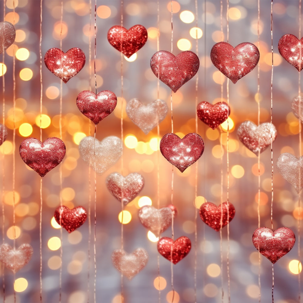 Valentine's Day Backdrops Glittering Red Hearts Backdrop UK BRP11-308