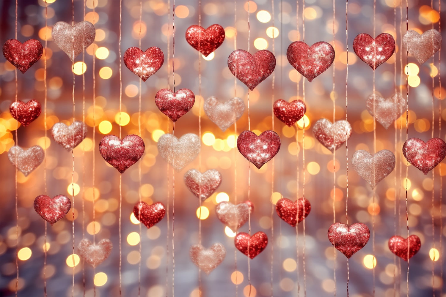 Valentine's Day Backdrops Glittering Red Hearts Backdrop UK BRP11-308