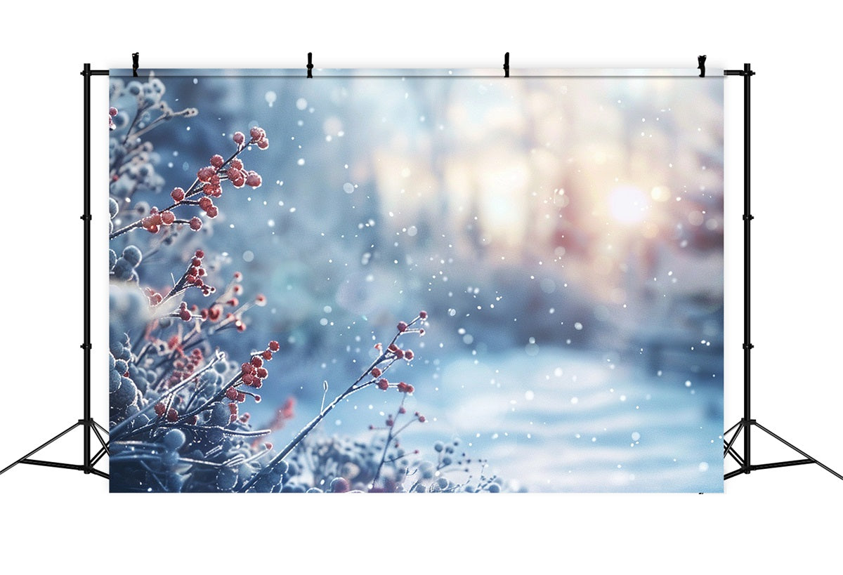 Winter Photo Backdrops Frosty Berries Sparkling Light Backdrop UK BRP11-31