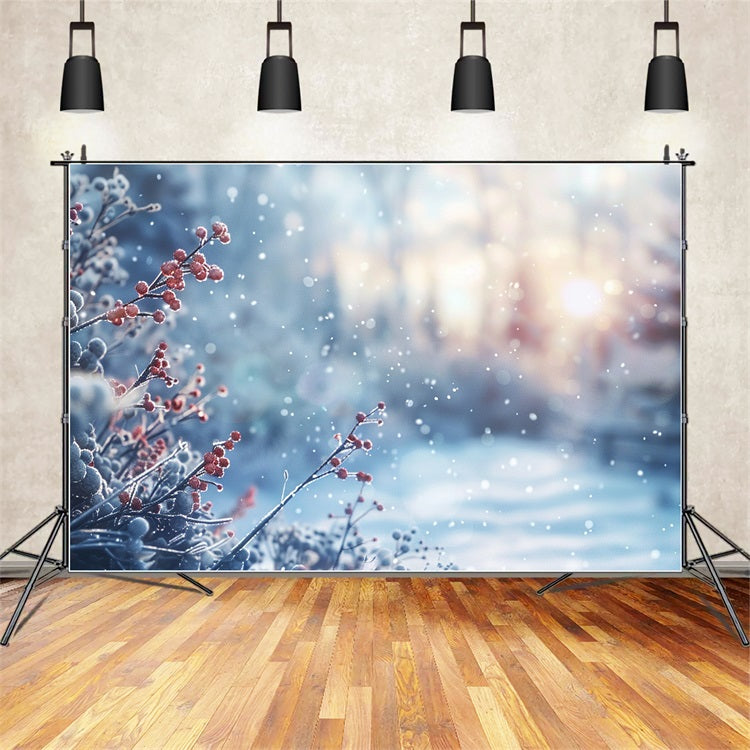 Winter Photo Backdrops Frosty Berries Sparkling Light Backdrop UK BRP11-31