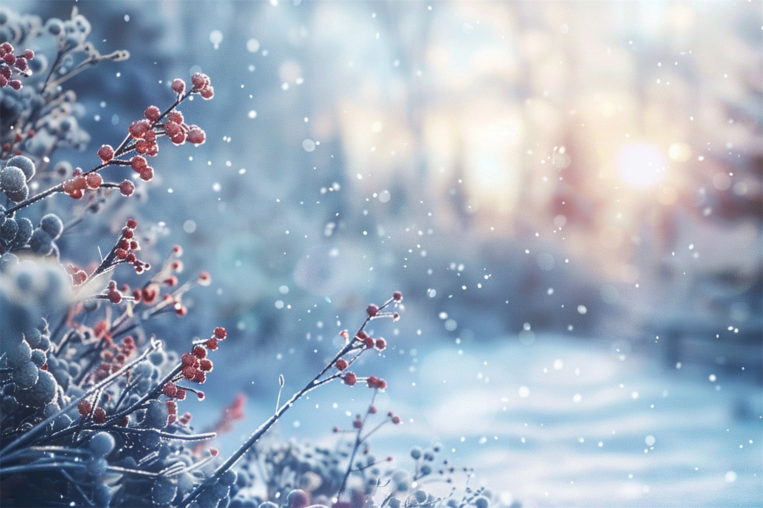 Winter Photo Backdrops Frosty Berries Sparkling Light Backdrop UK BRP11-31