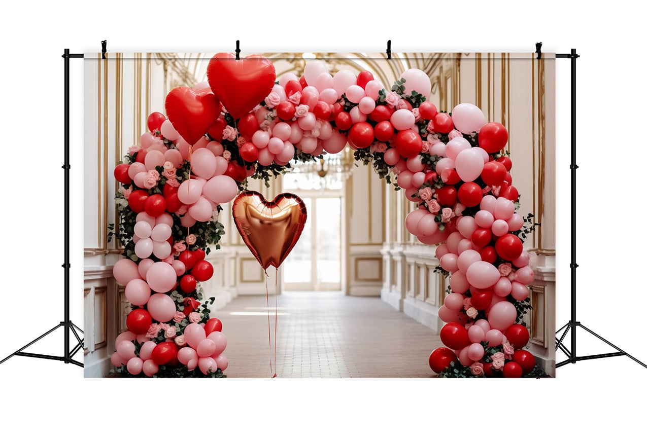 Valentine's Day Backdrop Heart-Shaped Balloons Archway Backdrop UK BRP11-311