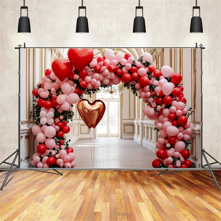 Valentine's Day Backdrop Heart-Shaped Balloons Archway Backdrop UK BRP11-311