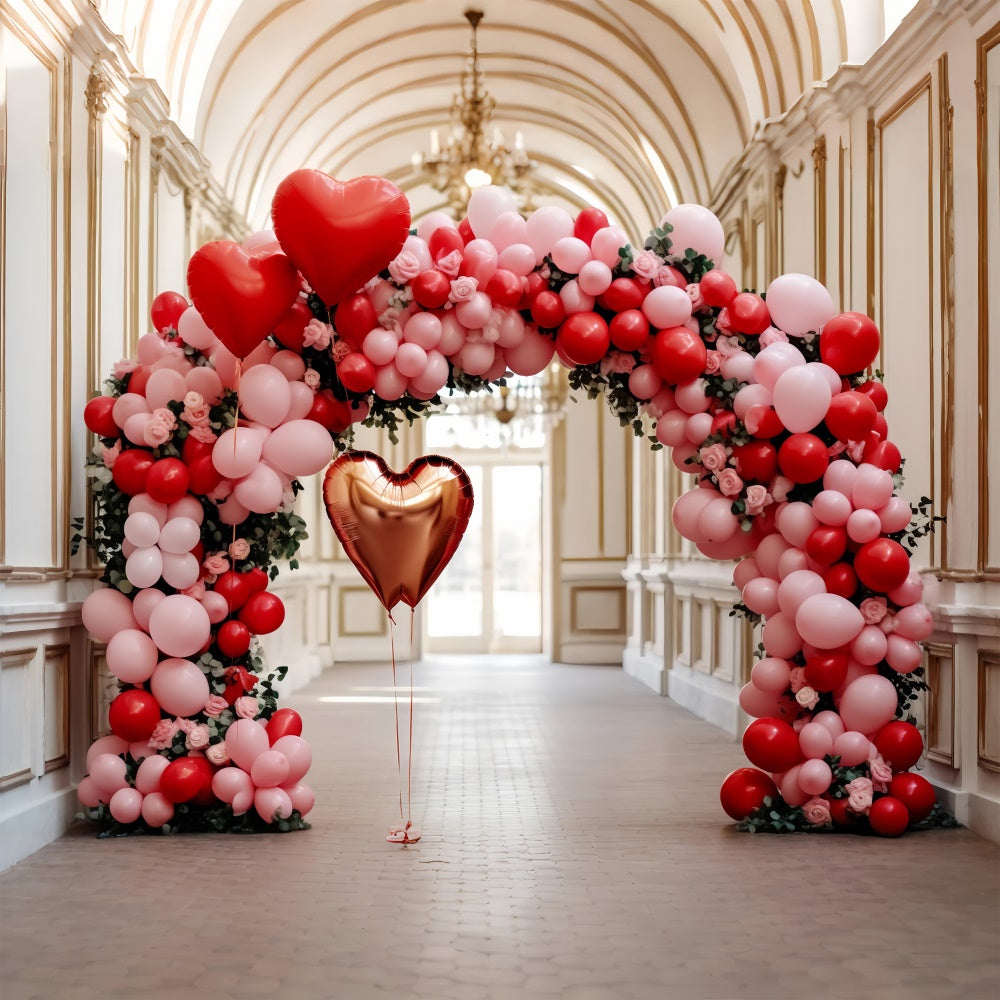 Valentine's Day Backdrop Heart-Shaped Balloons Archway Backdrop UK BRP11-311