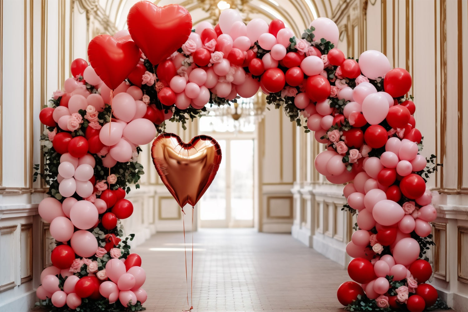 Valentine's Day Backdrop Heart-Shaped Balloons Archway Backdrop UK BRP11-311