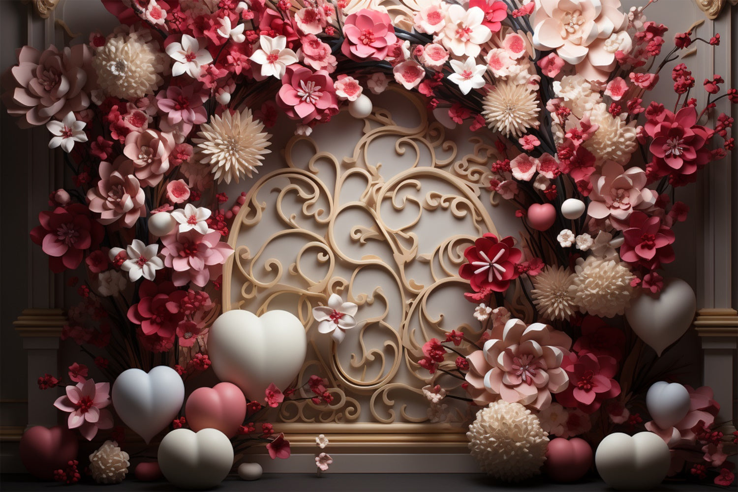 Valentine Photo Backdrops Sophisticated Rose Heart Backdrop UK BRP11-313