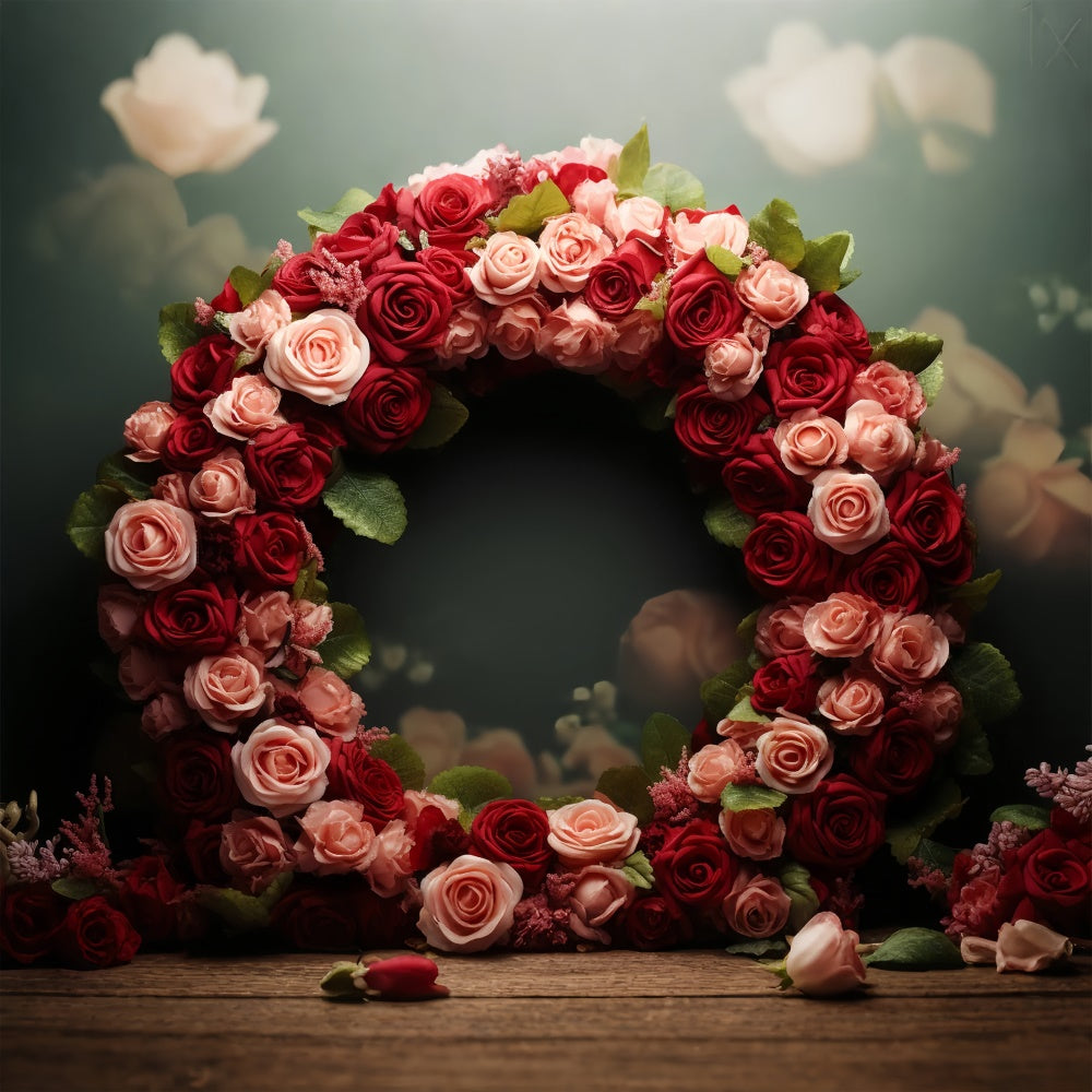 Valentine Photo Booth Backdrop Roses Wreath Wedding Backdrop UK BRP11-315