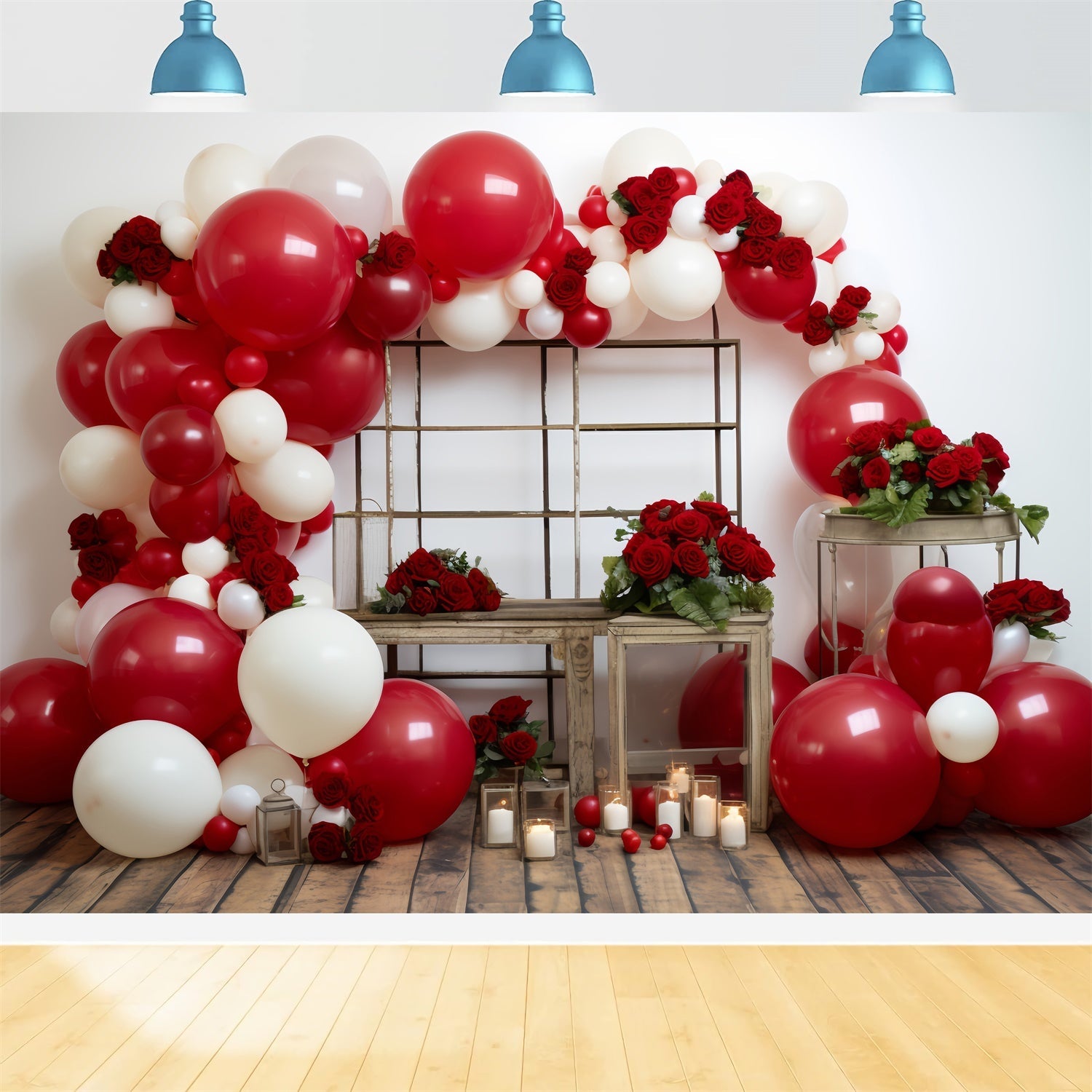 Valentines Day Photography Backdrops Floral Balloon Arch Backdrop UK BRP11-316