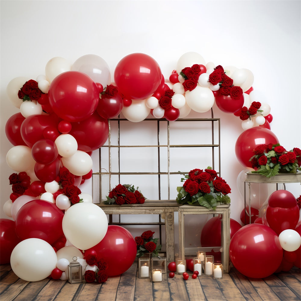 Valentines Day Photography Backdrops Floral Balloon Arch Backdrop UK BRP11-316