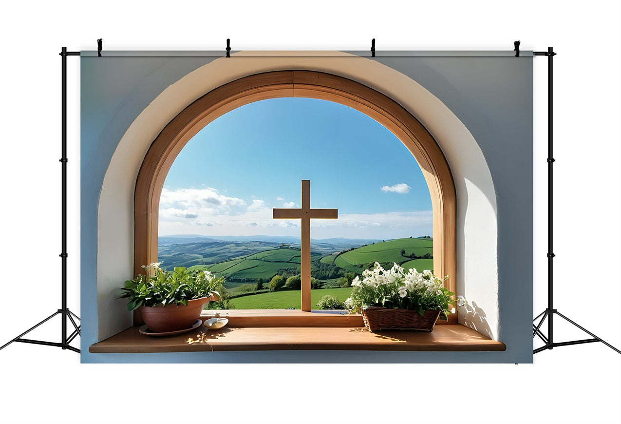 Easter Photo Backdrop Cross Over Hills Serenity Backdrop UK BRP11-317